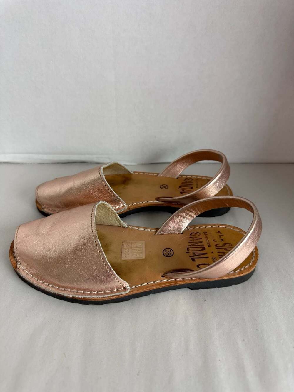 The Spanish Sandal Co. Women's Metallic Rose Gold Avarca Sandals - Picture 5 of 6